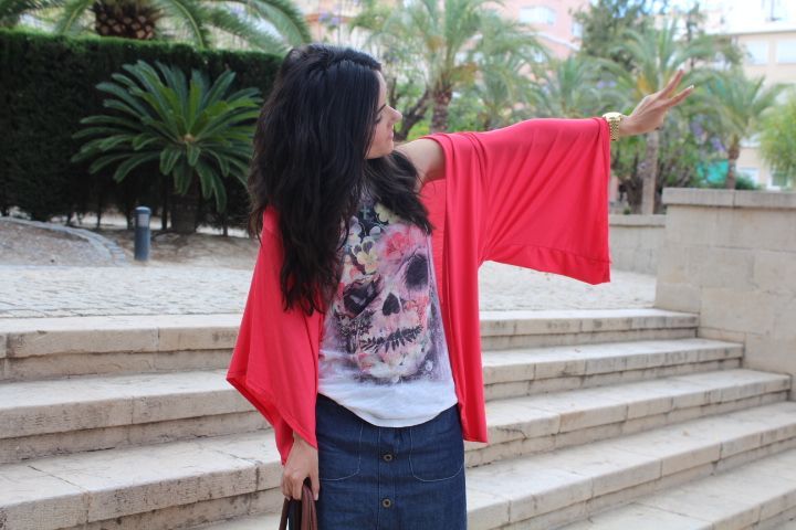 Falda denim abotonada